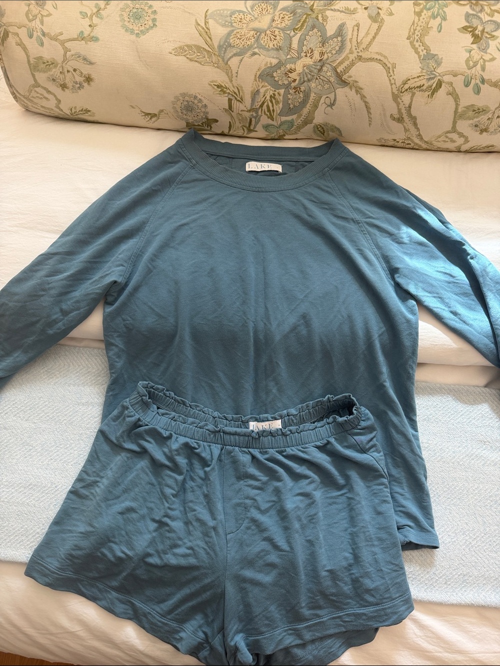 LANE Long-Sleeve Tee in Teal Blue